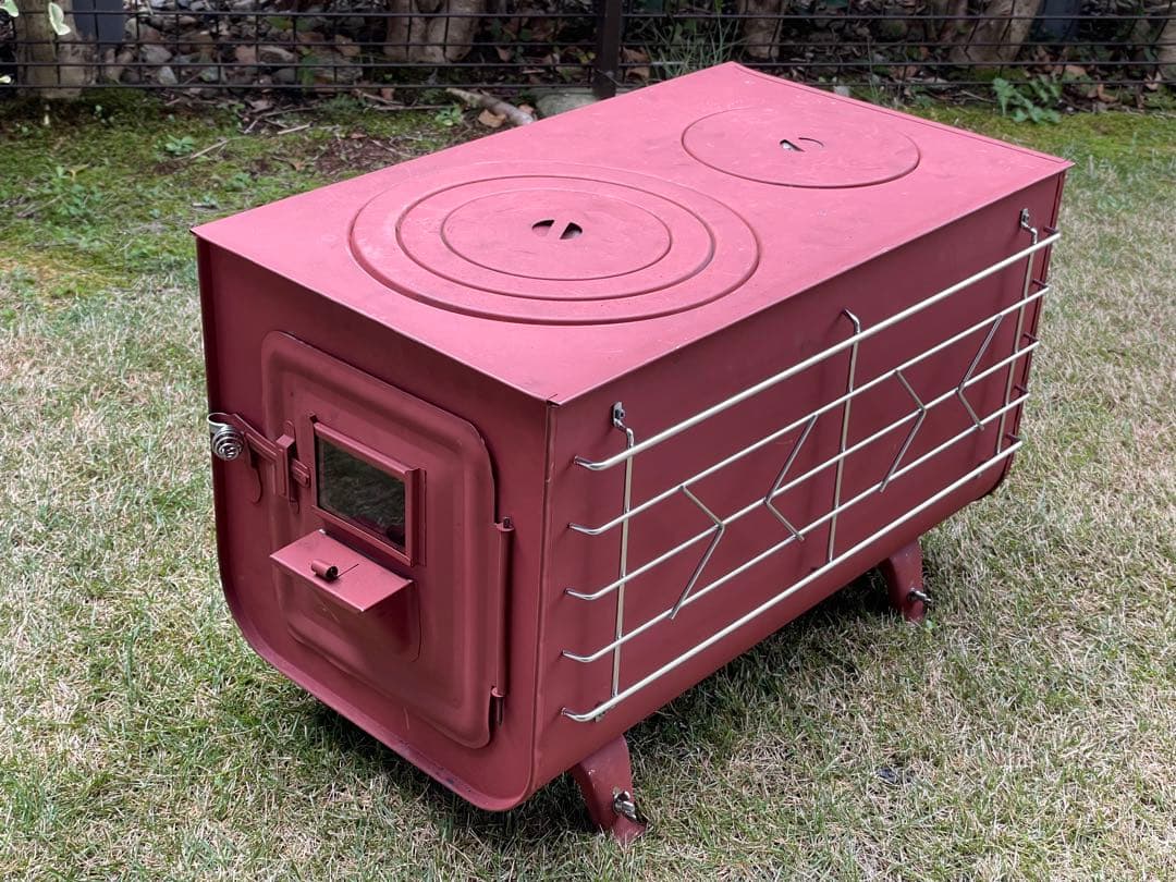 新保製作所　カラー角型窓付きガード付薪ストーブ／ホーロー煙突／バッグ　セット