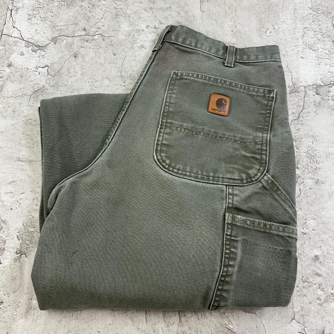 ゆ*こ様 カーハート　ダック　ペインターパンツ　MOS　雰囲気抜群　古着　グリー