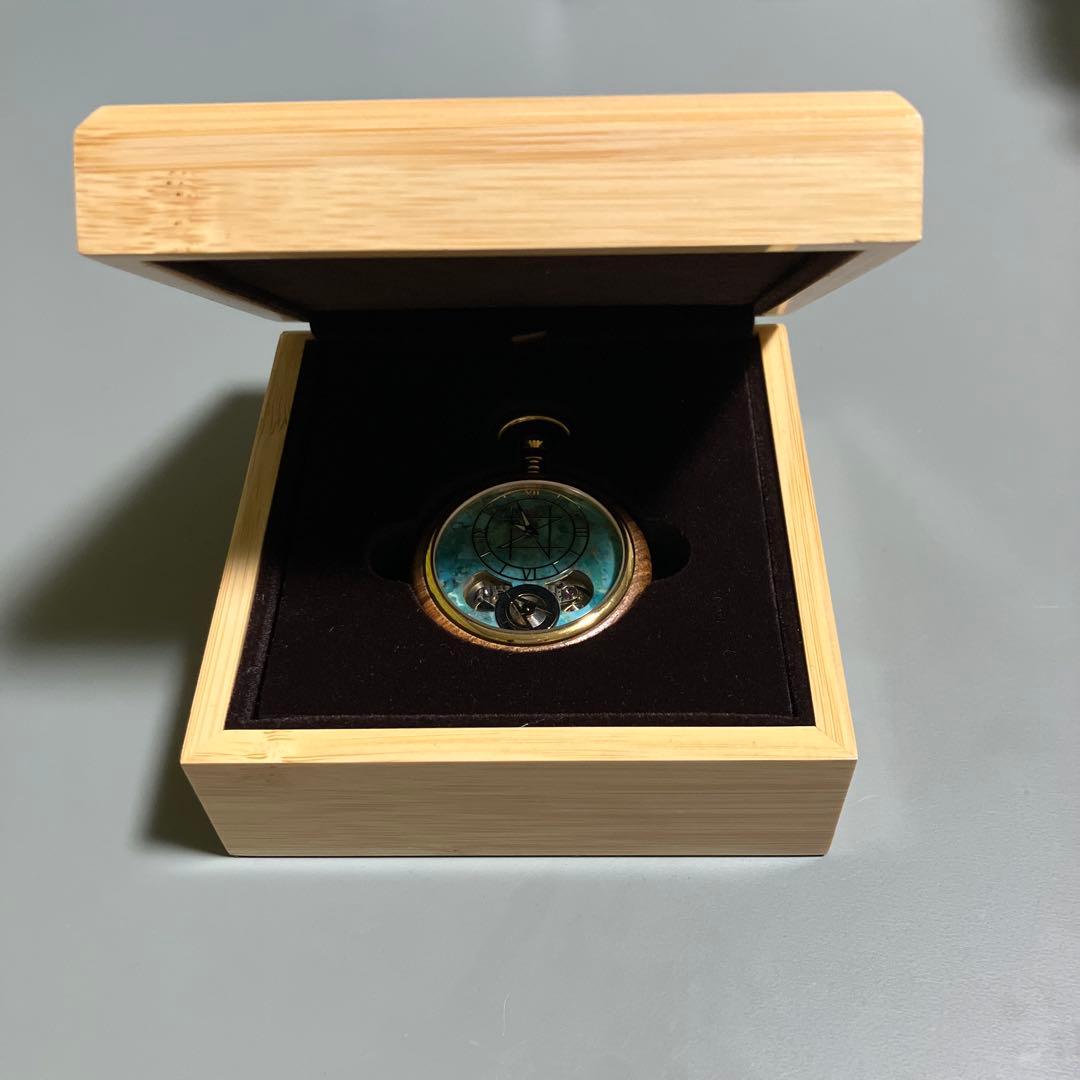 NOZ 懐中時計/ターコイズ 45mm サンダルウッド天然木ケース付