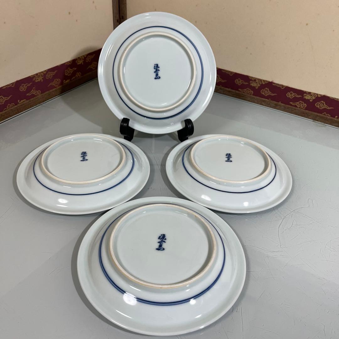 源右衛門　染付唐花牡丹　銘々皿4枚