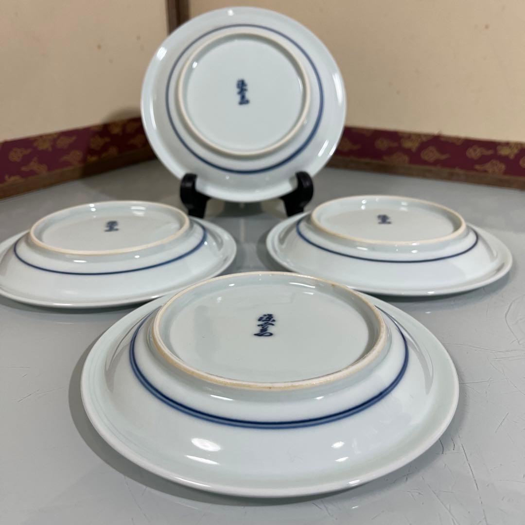 源右衛門　染付唐花牡丹　銘々皿4枚