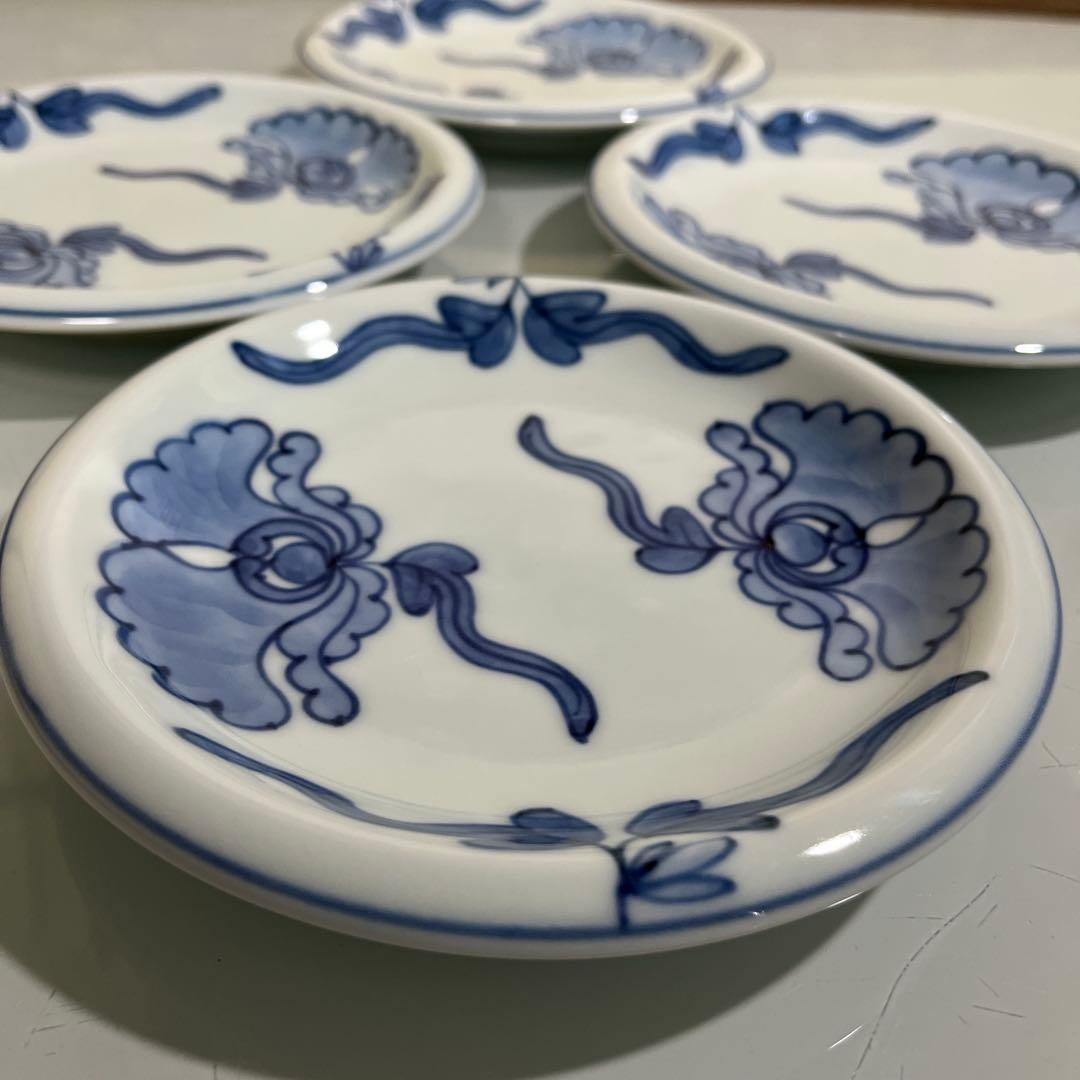 源右衛門　染付唐花牡丹　銘々皿4枚