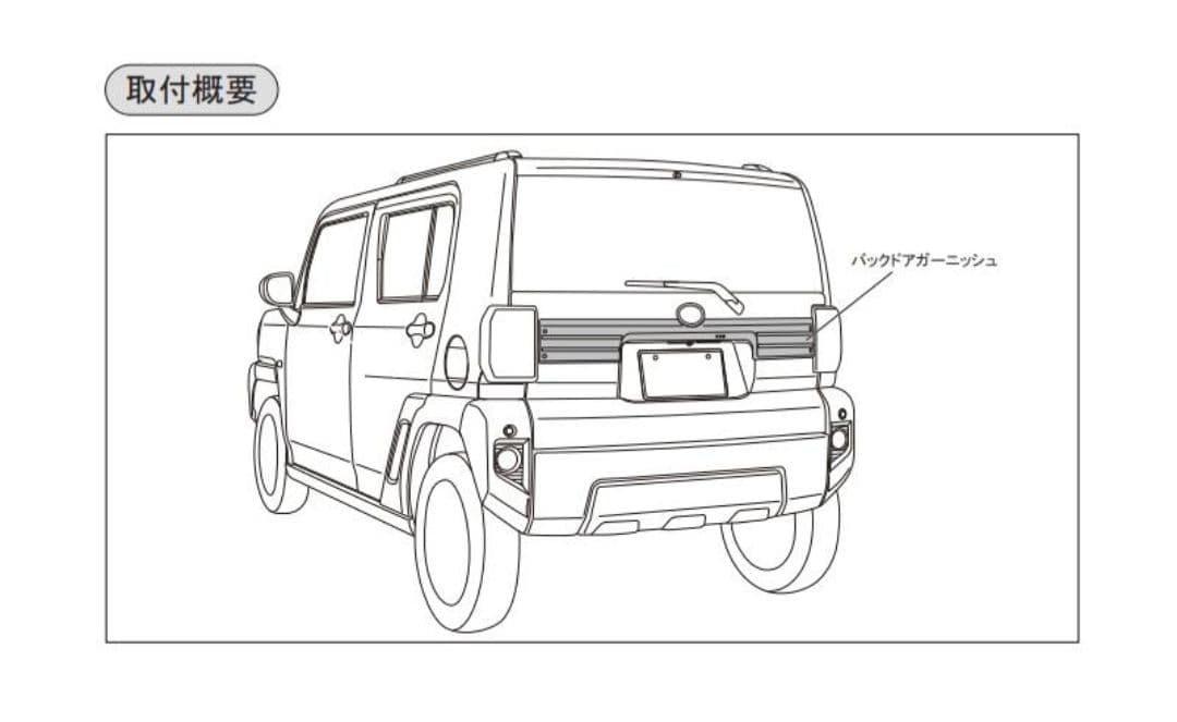 タフト バックドアガーニッシュ ダークブラックメッキ ダイハツ純正用品