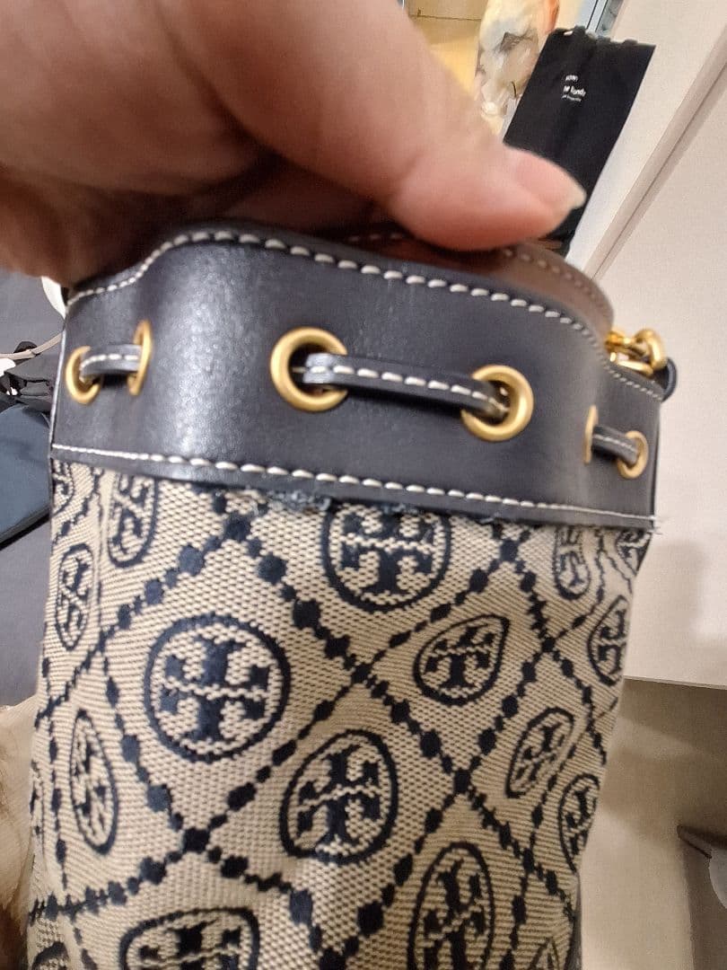 Tory Burch バケットバッグ ネイビー/ベージュ