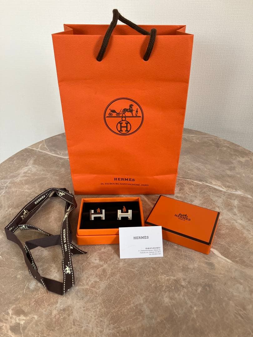 エルメス カフリンクス Hロゴ 極美品 フルセット 箱袋付