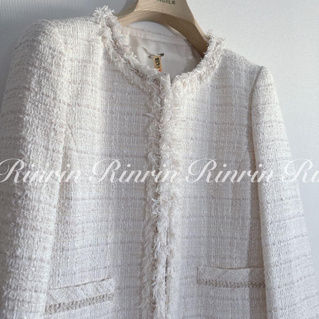 【美品】ANAYI リボンヤーンツイードクルージャケット 38