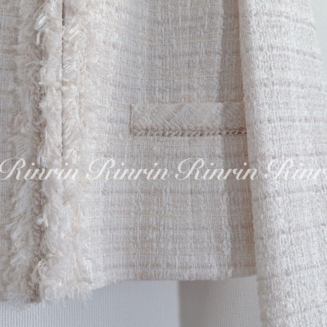 【美品】ANAYI リボンヤーンツイードクルージャケット 38