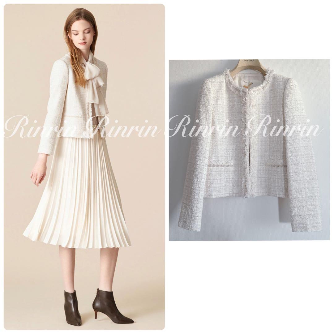 【美品】ANAYI リボンヤーンツイードクルージャケット 38