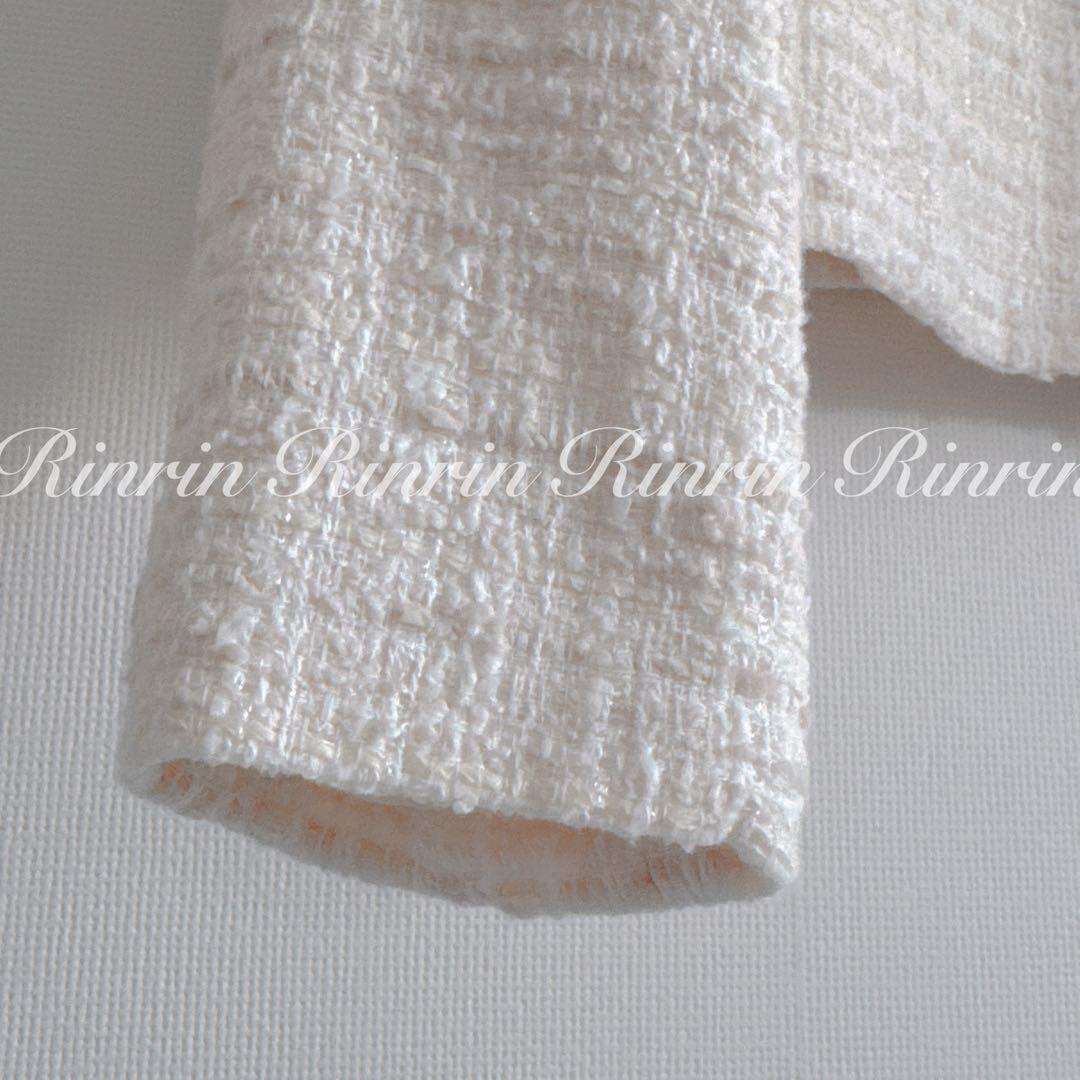 【美品】ANAYI リボンヤーンツイードクルージャケット 38