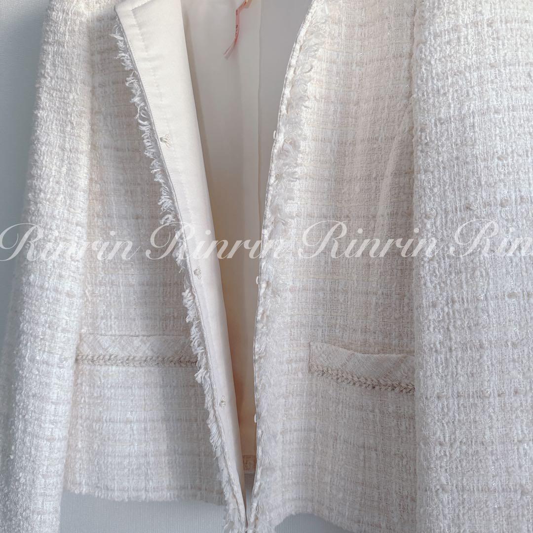 【美品】ANAYI リボンヤーンツイードクルージャケット 38