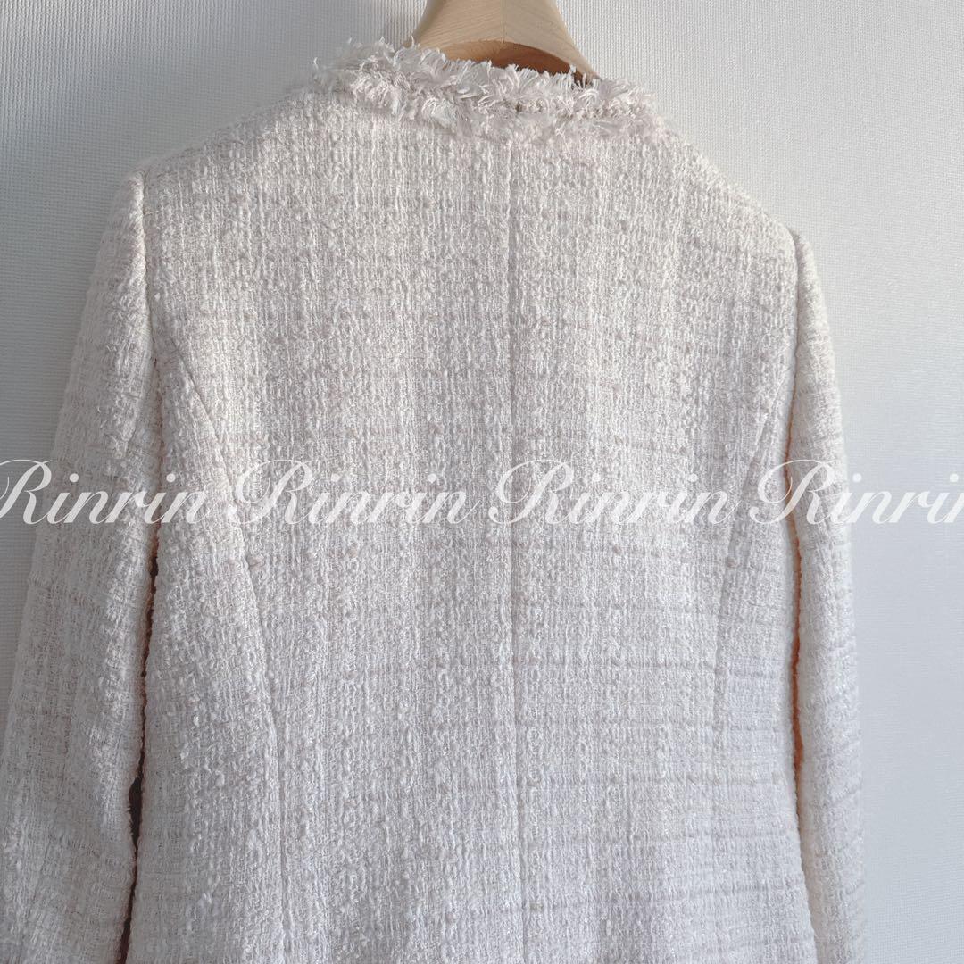【美品】ANAYI リボンヤーンツイードクルージャケット 38