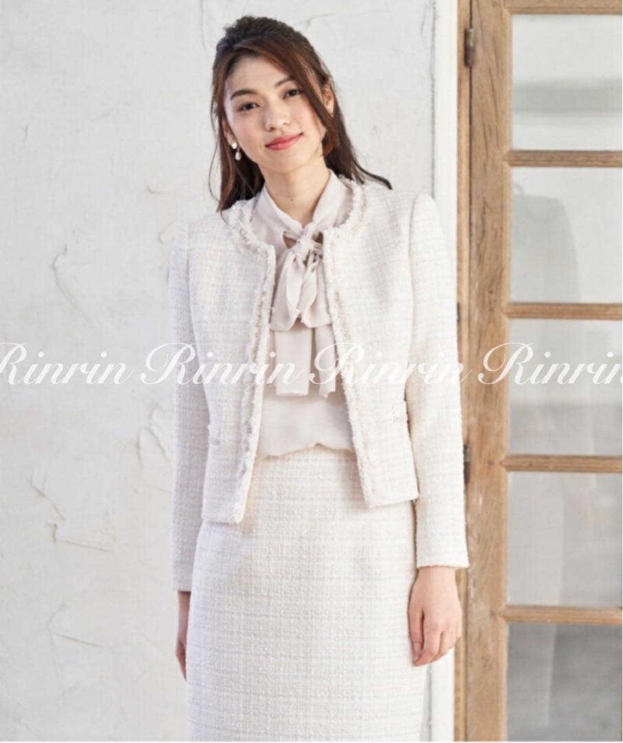 【美品】ANAYI リボンヤーンツイードクルージャケット 38