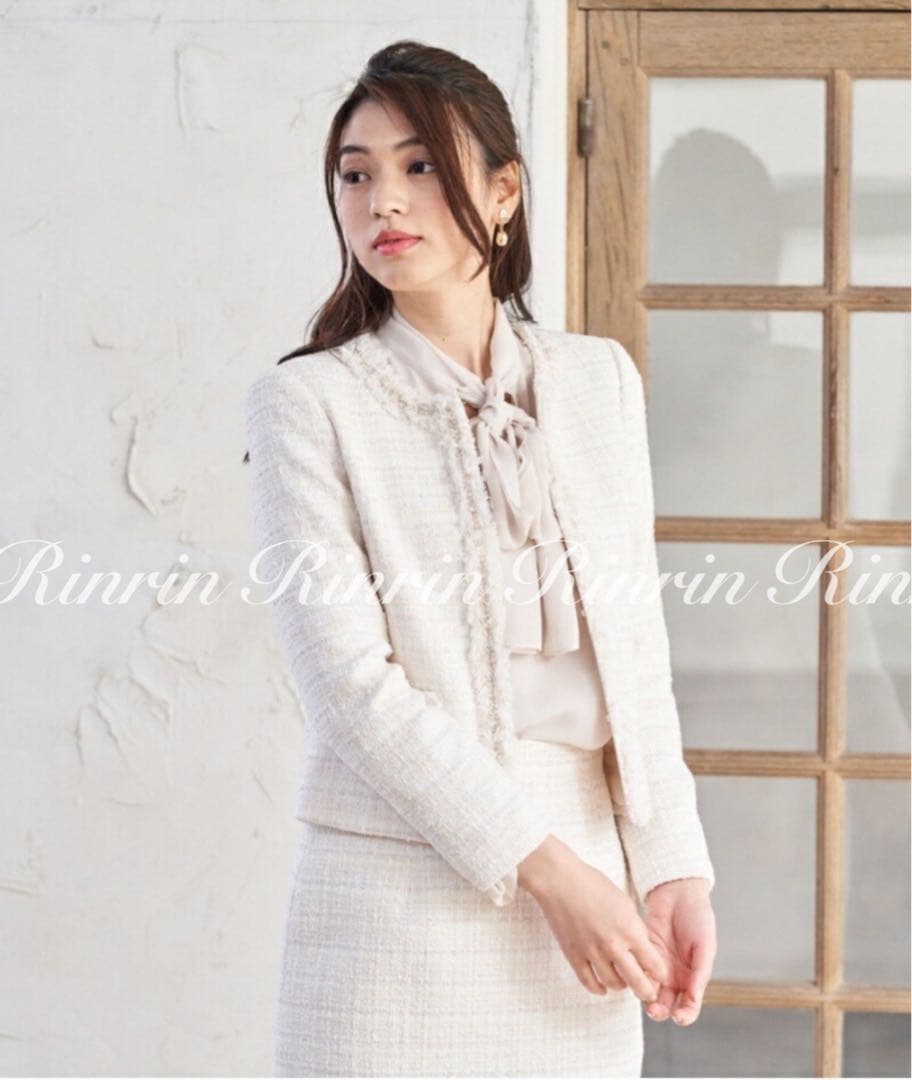 【美品】ANAYI リボンヤーンツイードクルージャケット 38