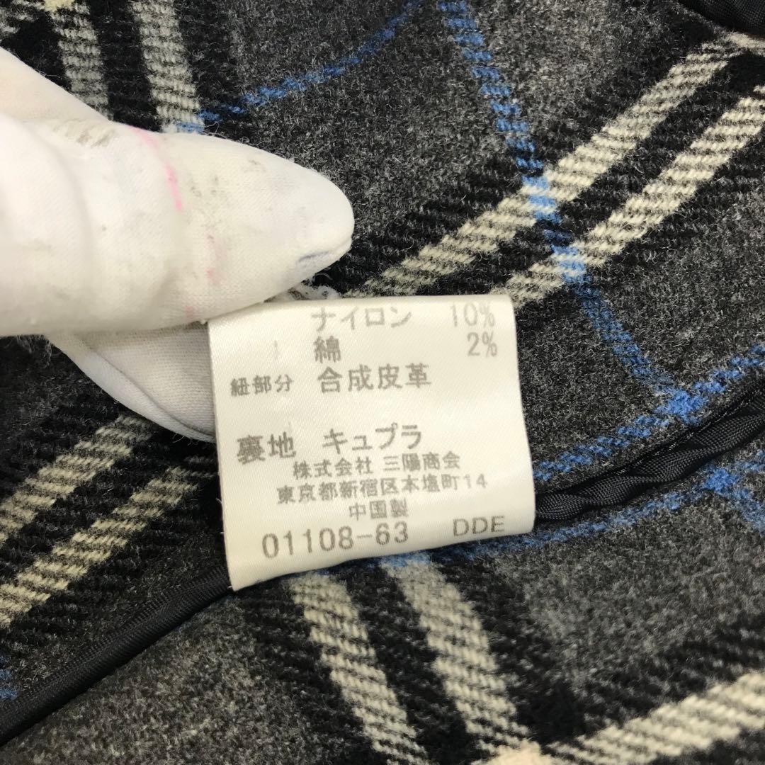 バーバリーブラックレーベル 黒 ダッフルコート ノバチェック L