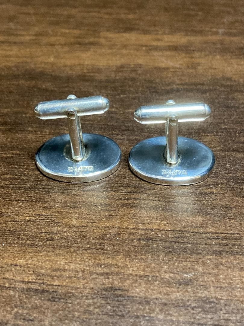 美品 ティファニー コンビ オーバル ラウンド ライン カフス 925 750