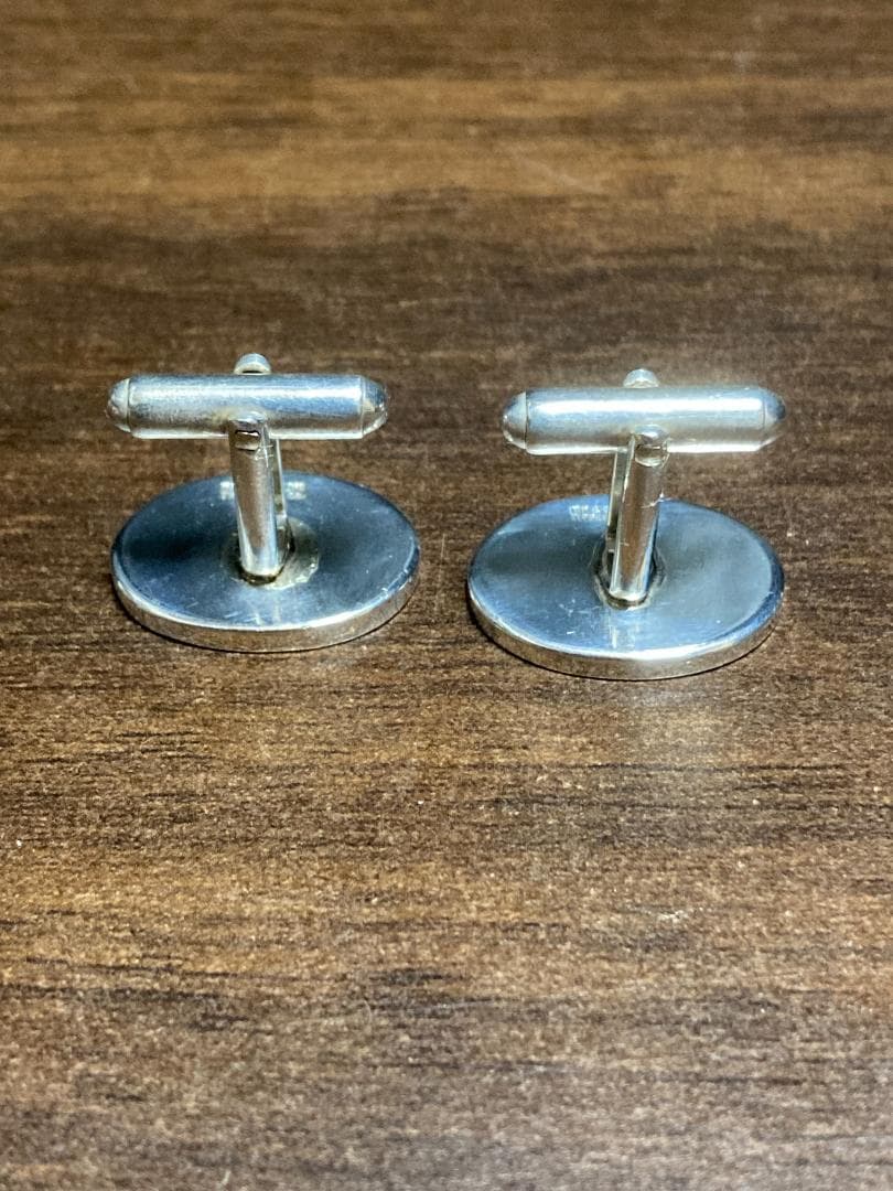 美品 ティファニー コンビ オーバル ラウンド ライン カフス 925 750
