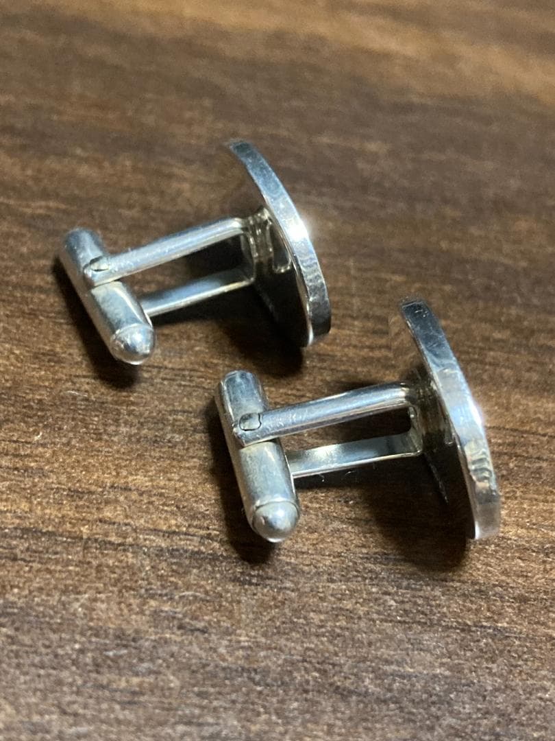 美品 ティファニー コンビ オーバル ラウンド ライン カフス 925 750