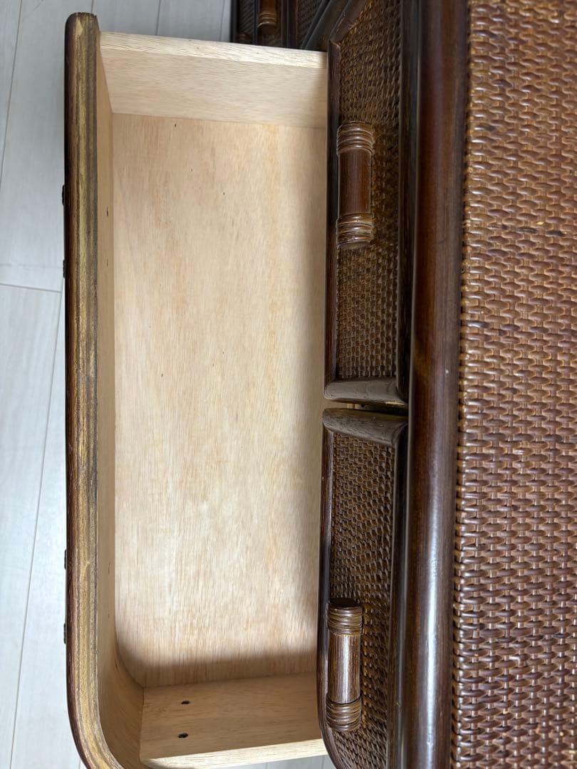 昭和レトロ ラタンチェスト サイドボード サイドチェスト 4段10杯 古家具