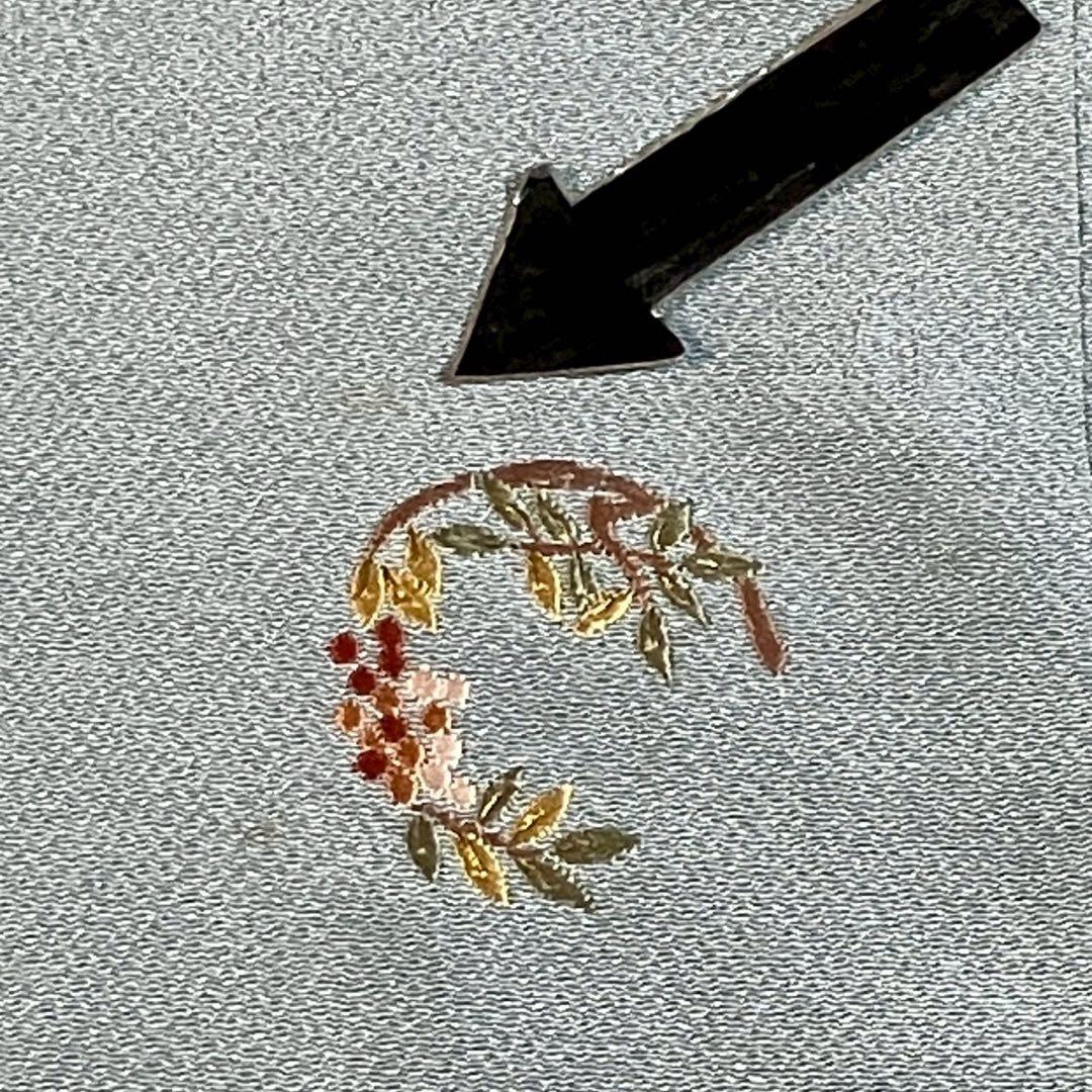 ［7179］訪問着 相良刺繍 花丸文様 縮緬 一つ紋 違い鷹の羽 正絹 着物 袷