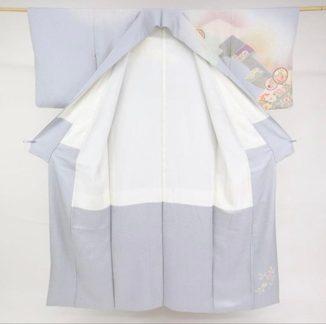 長尺◆訪問着　吉祥文松竹梅花々文　袷正絹着物【着物のみ】