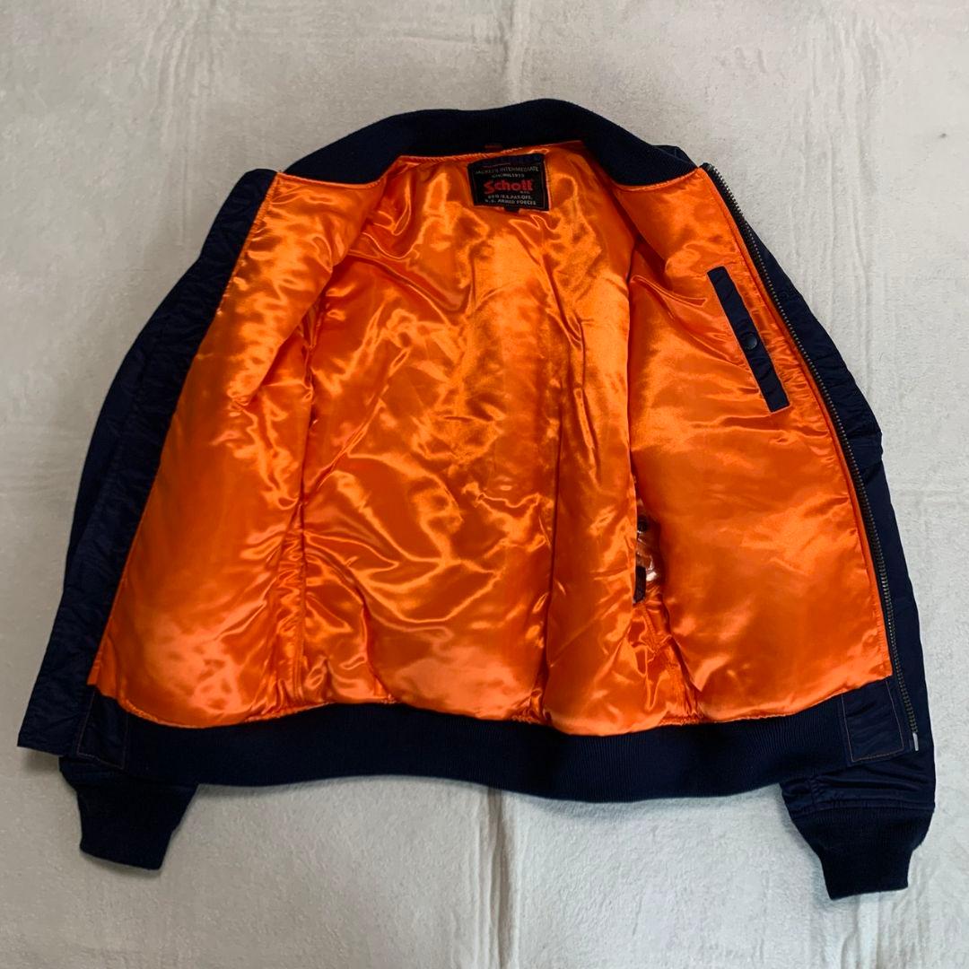 1/19まで【美品】Schott フライトジャケット MA-1 ネイビー XS