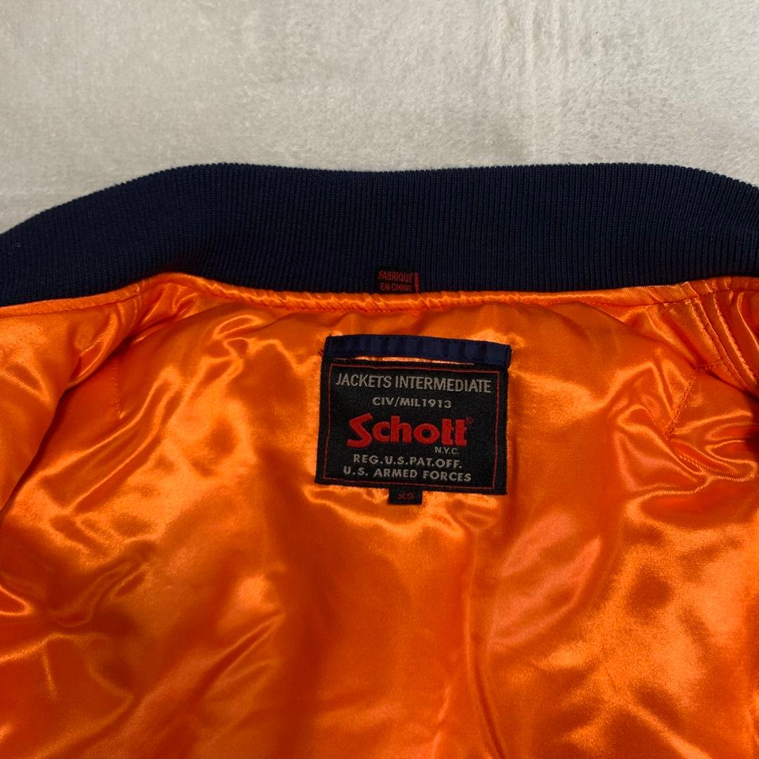 1/19まで【美品】Schott フライトジャケット MA-1 ネイビー XS