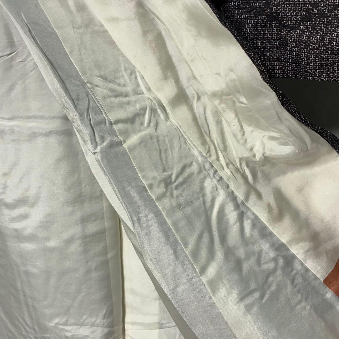 D219 本場結城紬　雪輪　花　正絹　着物　袷