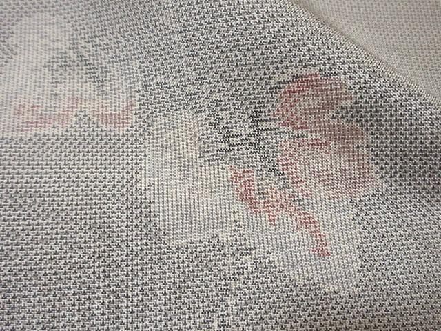 本場白大島紬：美品：ピンク色蔦とつる：袷正絹：P11