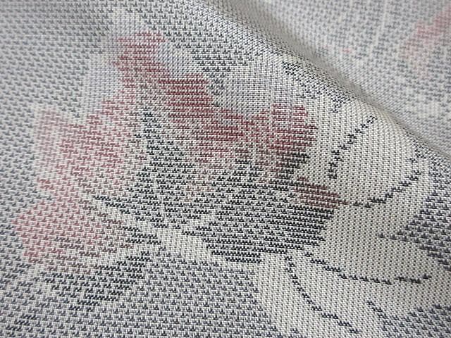 本場白大島紬：美品：ピンク色蔦とつる：袷正絹：P11