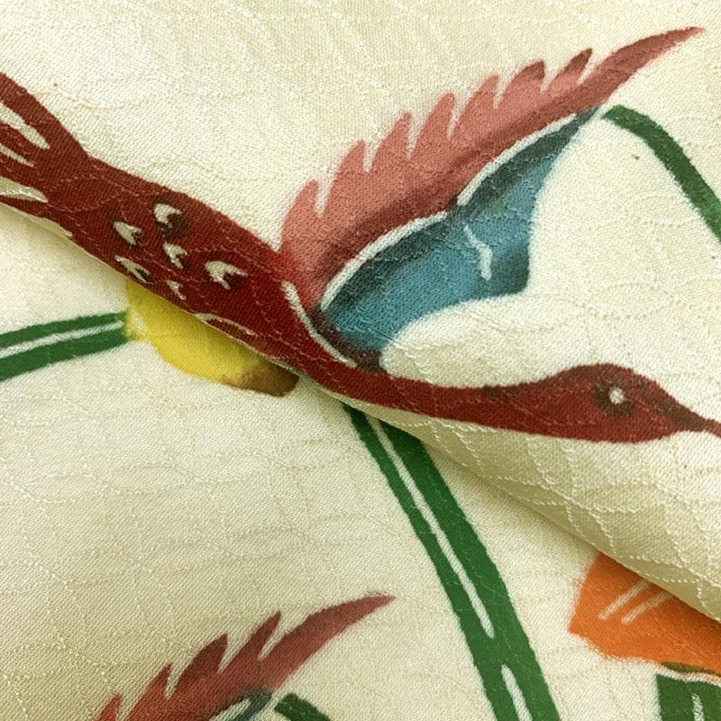 508ag21,オレンジしごき□七五三 七歳 女児 着物&袋帯(おまけ) 紅型風