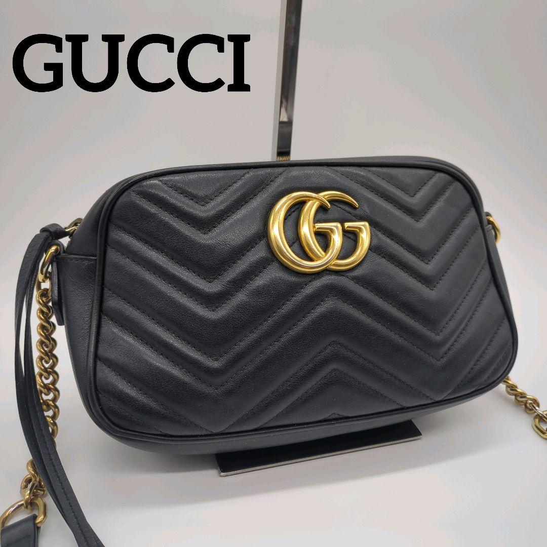 【人気モデル・美品】グッチ☆チェーンショルダー マーモント キルティング レザー
