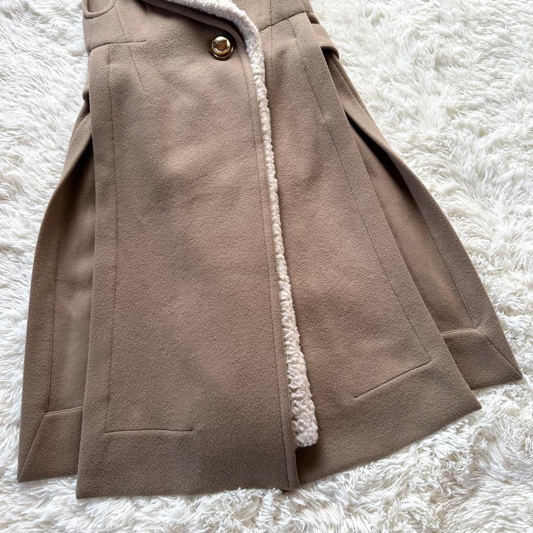 HARUNOBUMURATA ロングジレ ウール ボア着脱可能 ベージュ 38