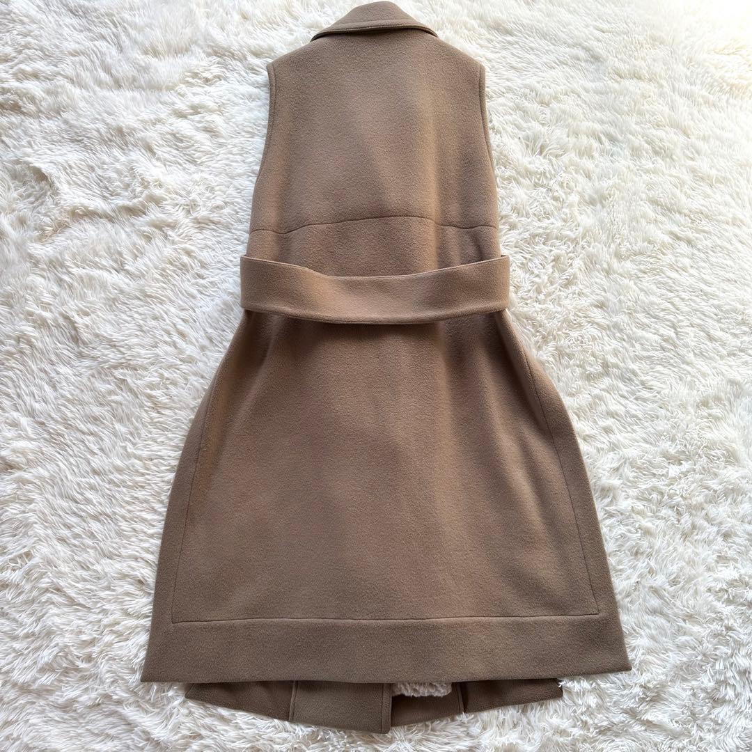 HARUNOBUMURATA ロングジレ ウール ボア着脱可能 ベージュ 38