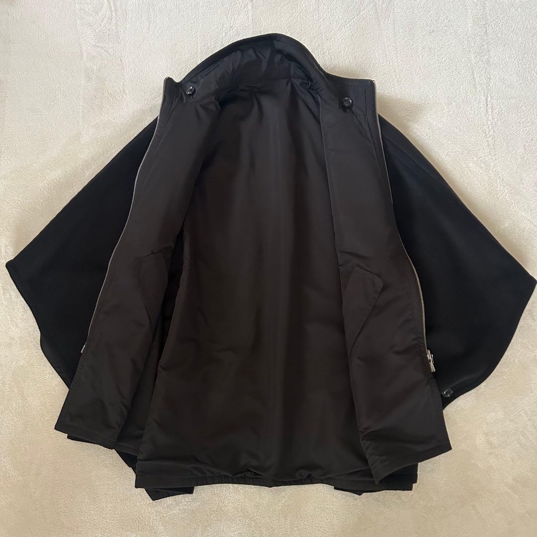 美品　HERENCIA シャギーリバーシブルポンチョ　ブラック