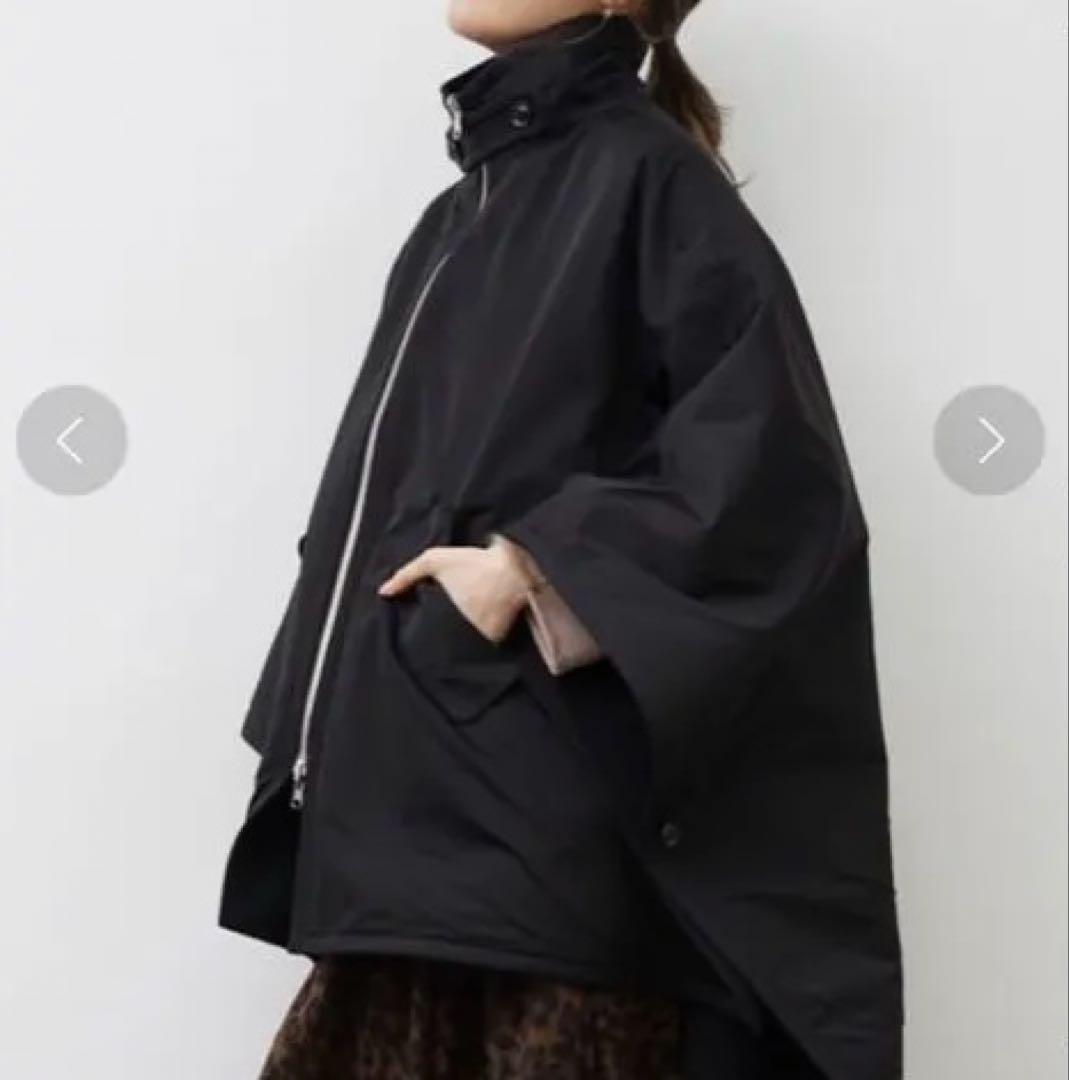 美品　HERENCIA シャギーリバーシブルポンチョ　ブラック