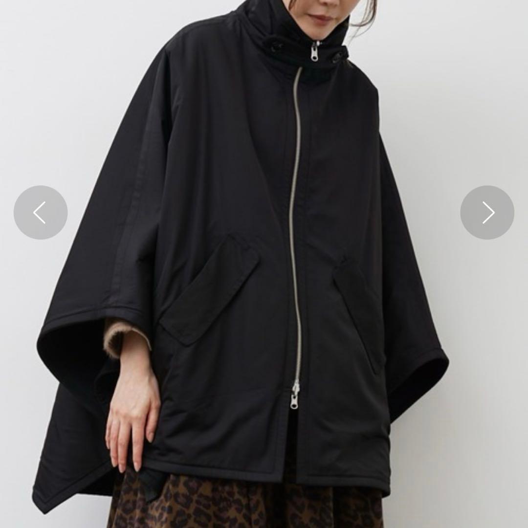 美品　HERENCIA シャギーリバーシブルポンチョ　ブラック