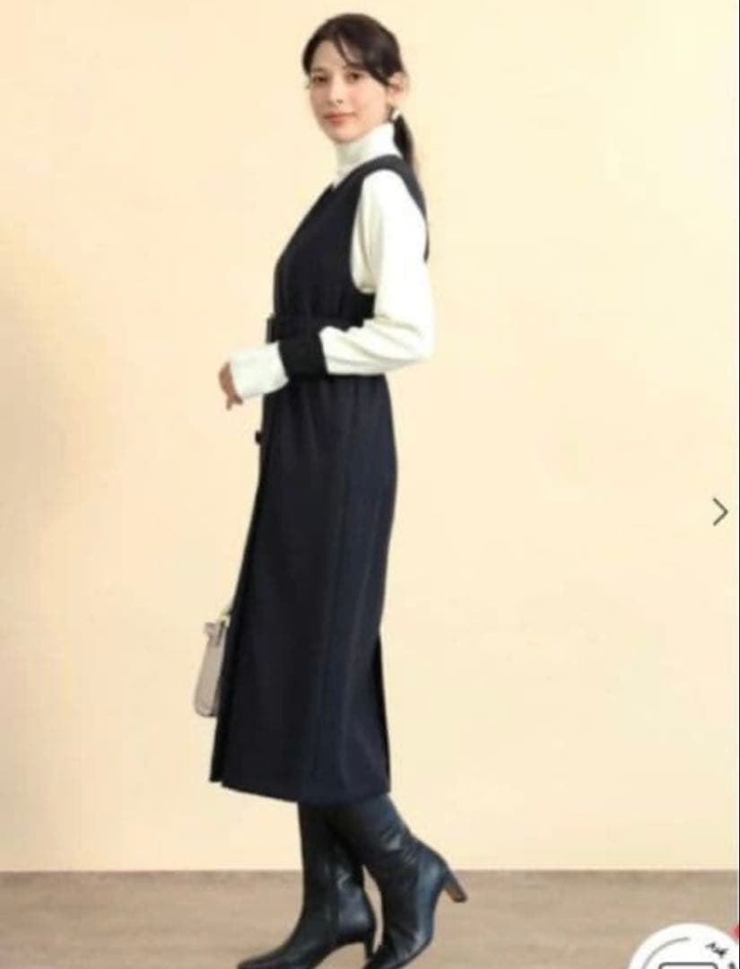 FENNEL ベルト付きロングジレワンピース 黒