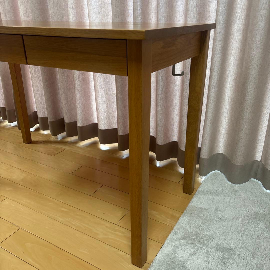 無印良品　無垢材デスク　引出し付き　オーク材　学習机