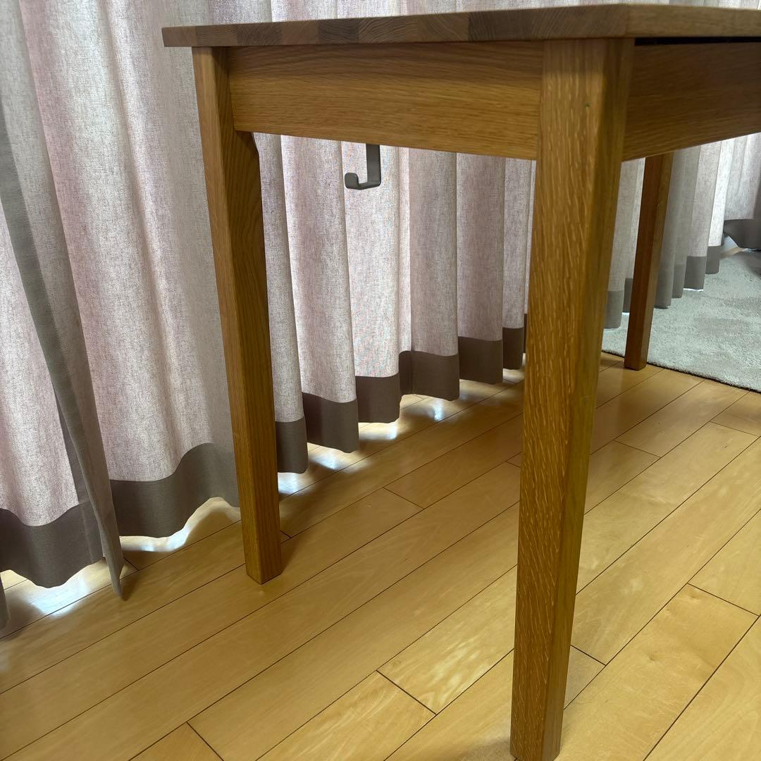 無印良品　無垢材デスク　引出し付き　オーク材　学習机