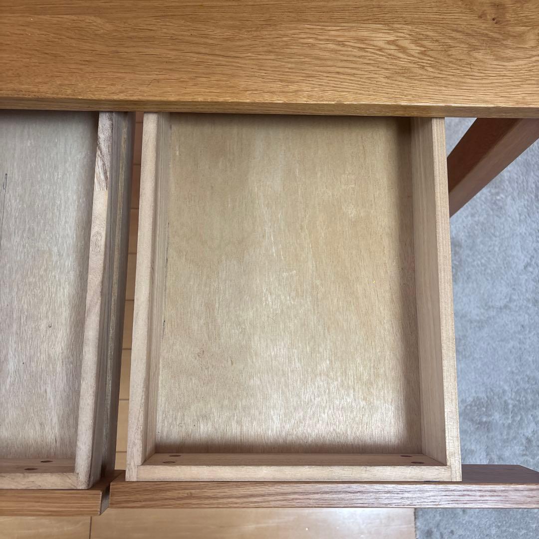 無印良品　無垢材デスク　引出し付き　オーク材　学習机