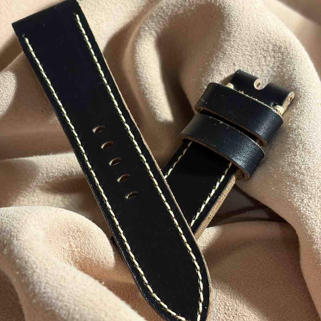 hor-240 クロムエクセルレザー ブラック 腕時計ベルト ラグ幅24mm