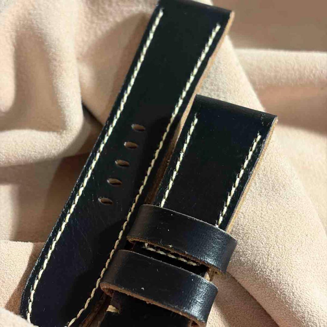 hor-240 クロムエクセルレザー ブラック 腕時計ベルト ラグ幅24mm