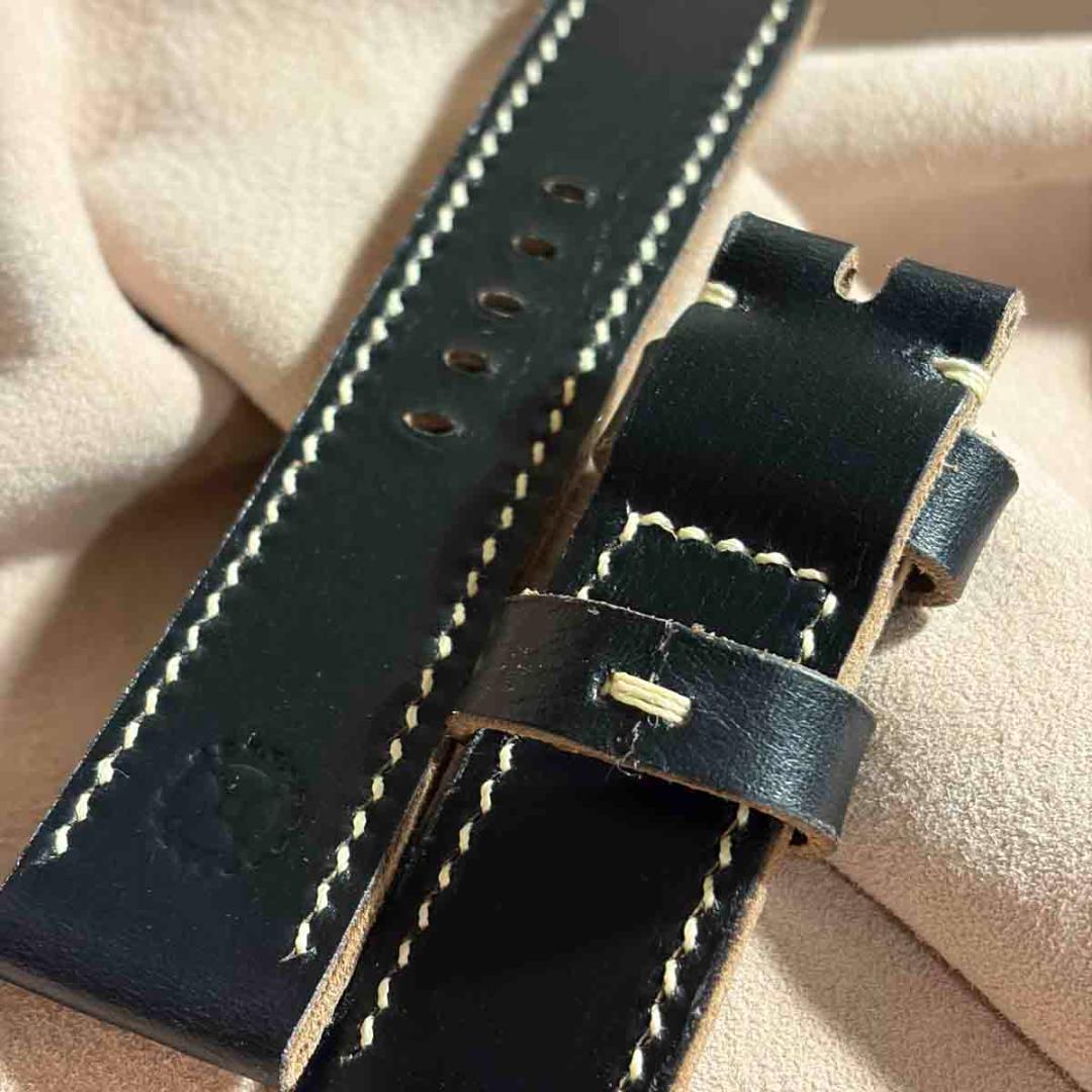 hor-240 クロムエクセルレザー ブラック 腕時計ベルト ラグ幅24mm