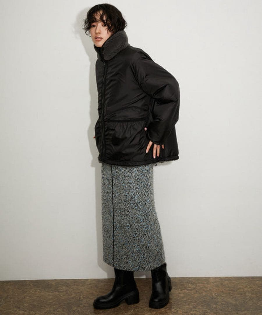 〈リバーシブル〉ボアZIPブルゾン　アダムエロぺ