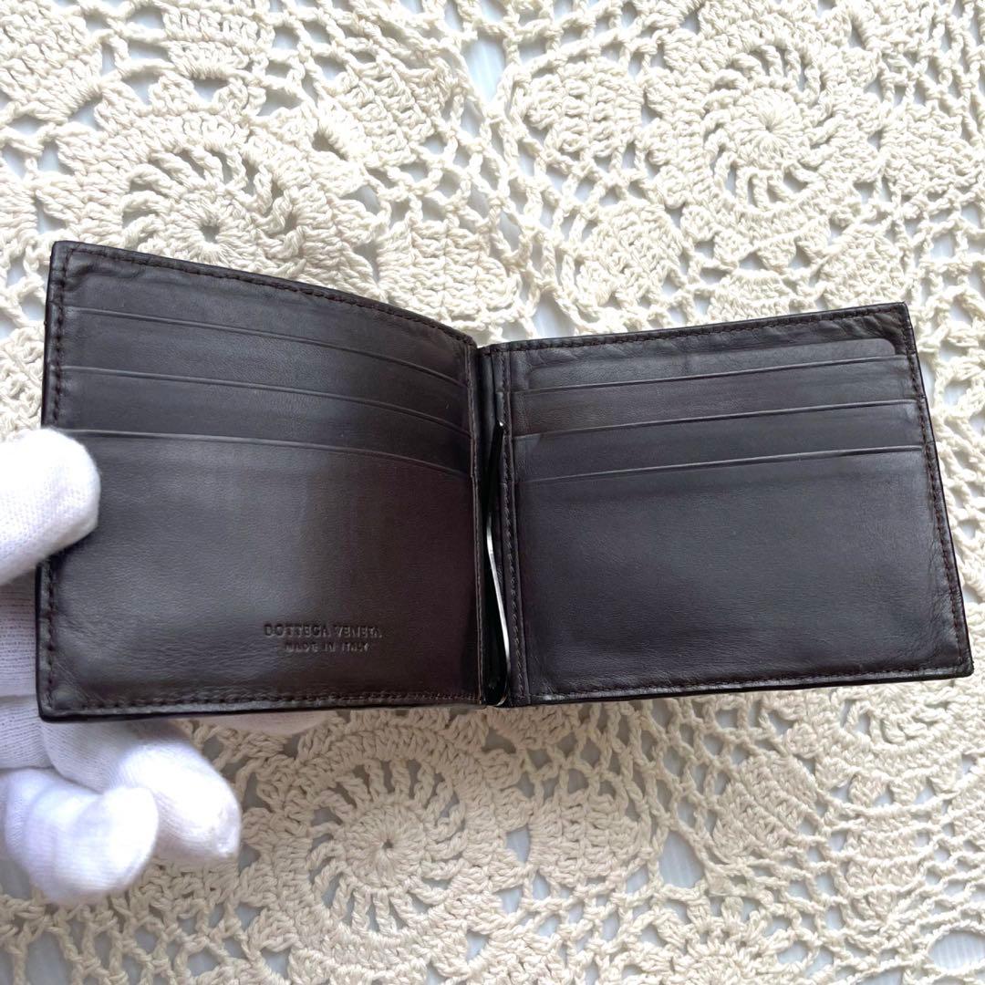 美品　ヴォッテガヴェネタ　マネークリップ　イントレチャート　ダークブラウン