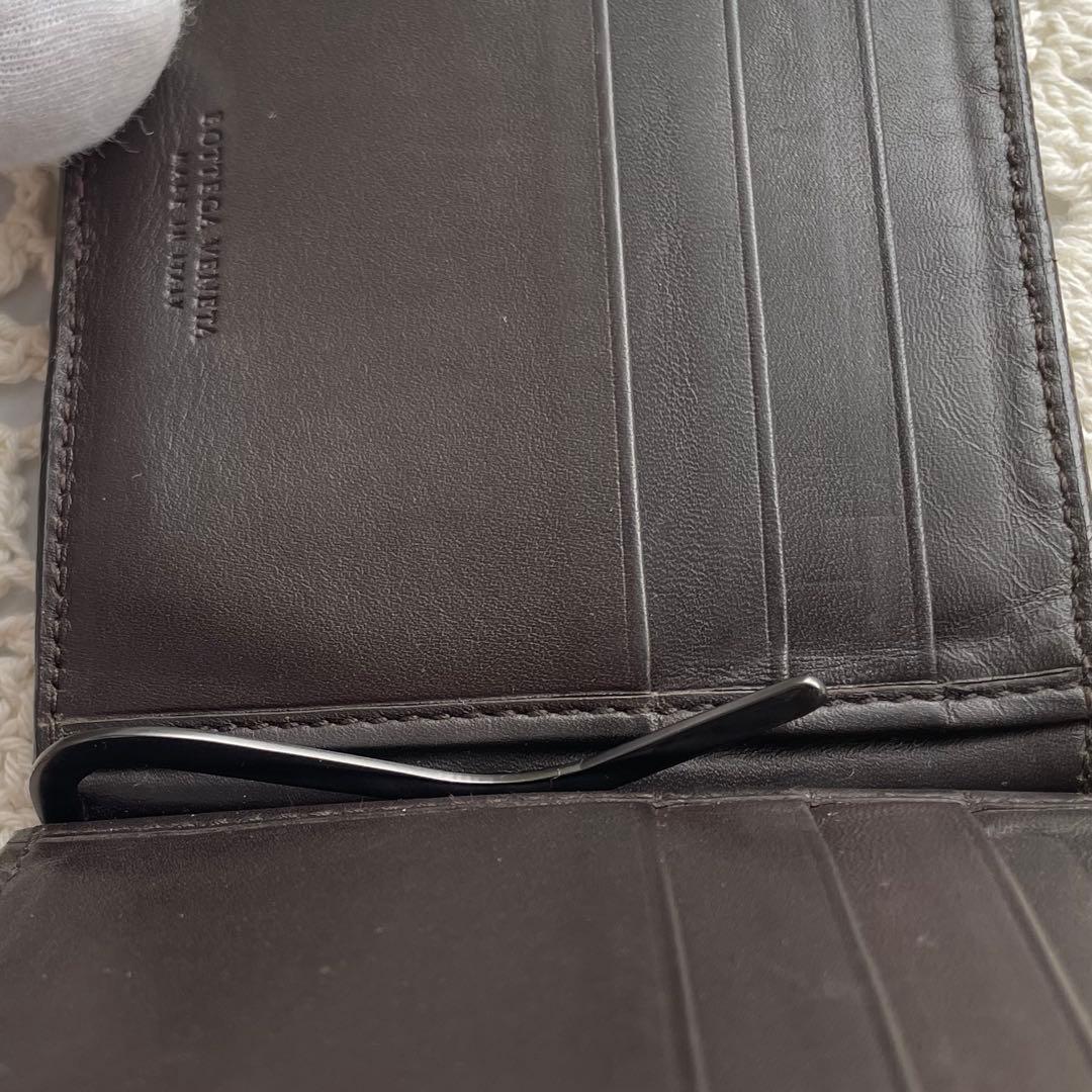 美品　ヴォッテガヴェネタ　マネークリップ　イントレチャート　ダークブラウン