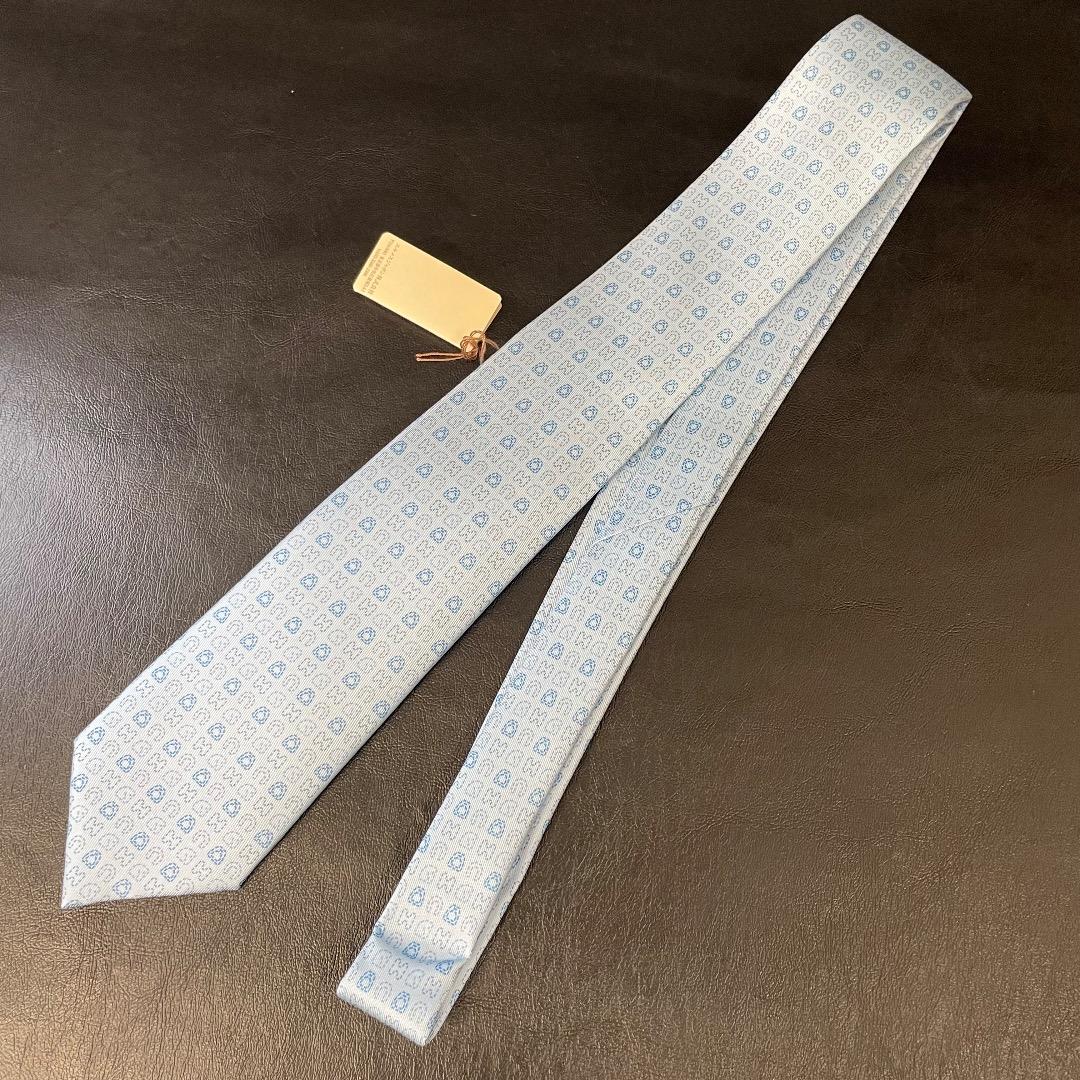 ✨未使用✨HERMES エルメス ネクタイ 6378 IA H柄 水色 現行タグ
