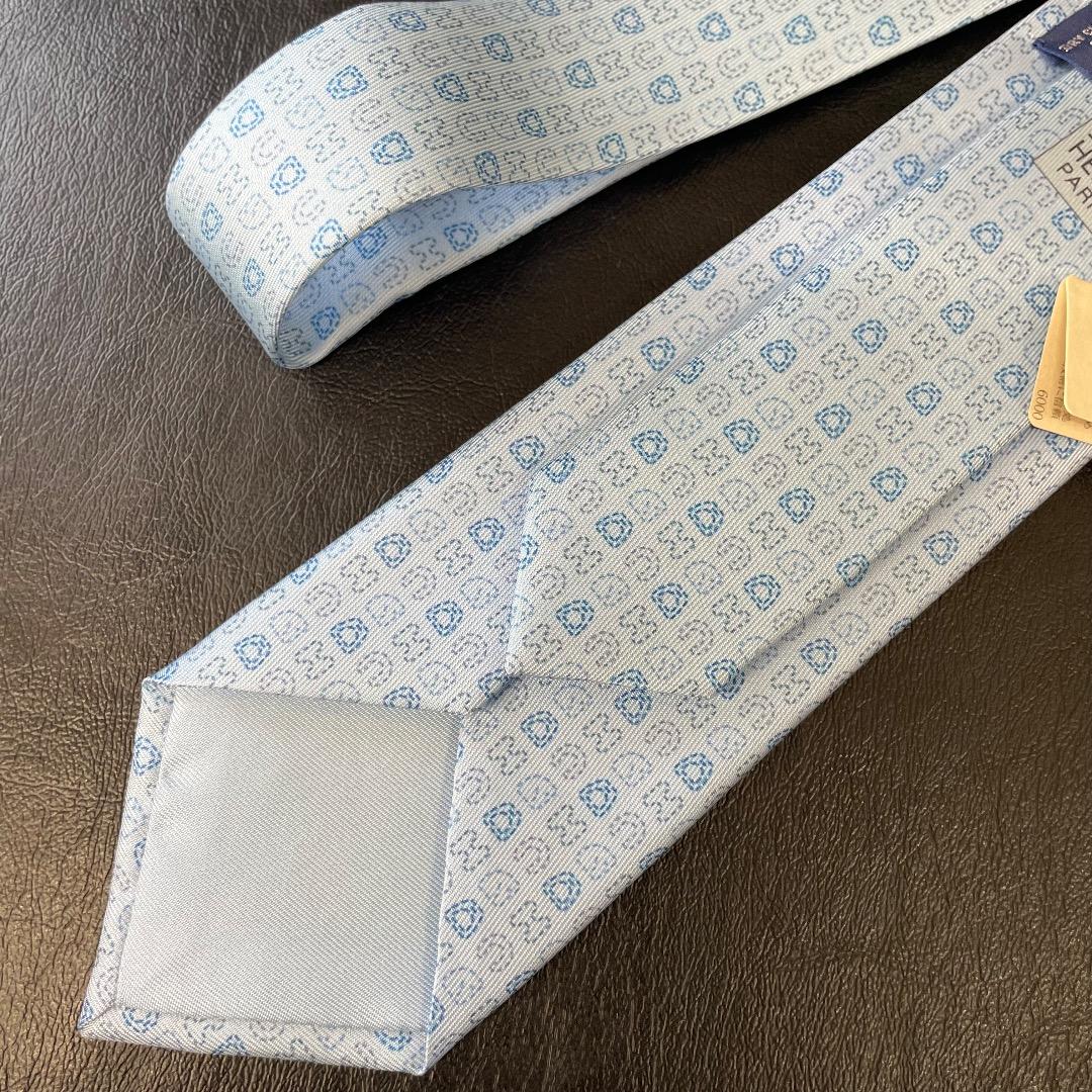 ✨未使用✨HERMES エルメス ネクタイ 6378 IA H柄 水色 現行タグ