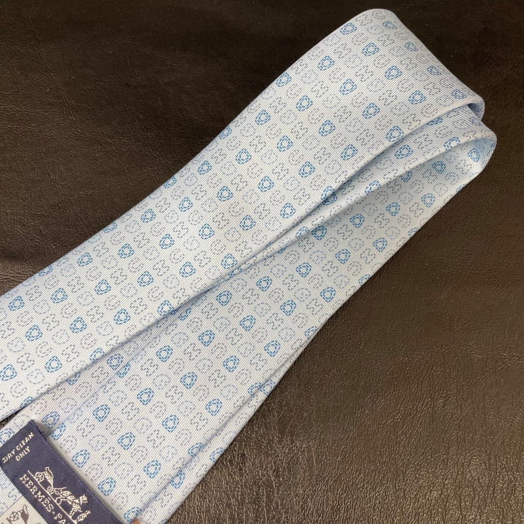 ✨未使用✨HERMES エルメス ネクタイ 6378 IA H柄 水色 現行タグ