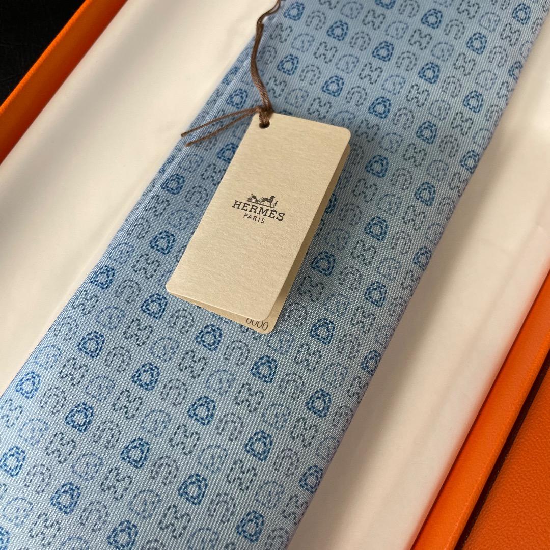 ✨未使用✨HERMES エルメス ネクタイ 6378 IA H柄 水色 現行タグ
